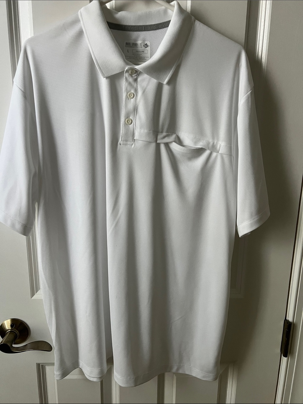 Reel Legends White Short-Sleeve Polo with Chest Pocket